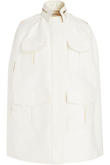 VALENTINO Leather-trimmed cotton and silk-blend cape