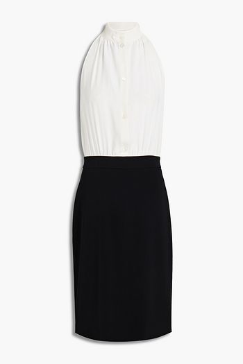 BOUTIQUE MOSCHINO Neckholder-Midikleid aus Cady und Crêpe de Chine mit Schleife