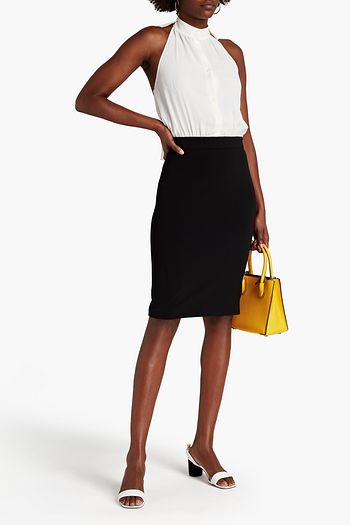 BOUTIQUE MOSCHINO Neckholder-Midikleid aus Cady und Crêpe de Chine mit Schleife