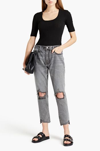 FRAME Ribbed slub cotton-jersey top