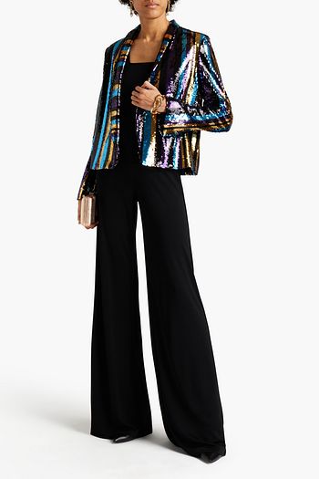 GIAMBA Striped sequined mesh blazer