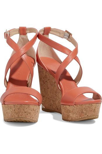 JIMMY CHOO Portia leather wedge sandals
