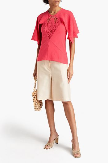 ANTIK BATIK Sola crocheted lace-paneled cotton-gauze top