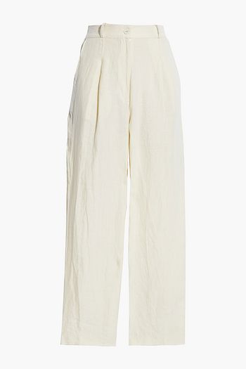 TIGERLILY Essentials Santana cropped pleated slub linen straight-leg pants