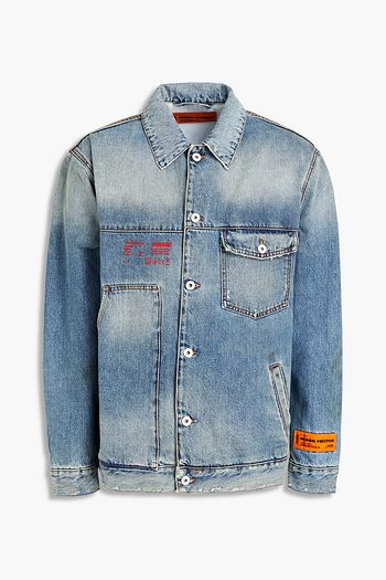 HERON PRESTON Bedruckte Jeansjacke in Distressed-Optik