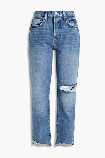 FRAME Le Original cropped distressed high-rise straight-leg jeans