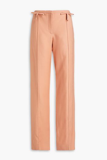 VALENTINO Bow-embellished wool and silk-blend straight-leg pants