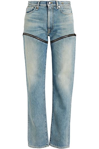 R13 Zip Off Axl zip-detailed painted high-rise slim-leg jeans