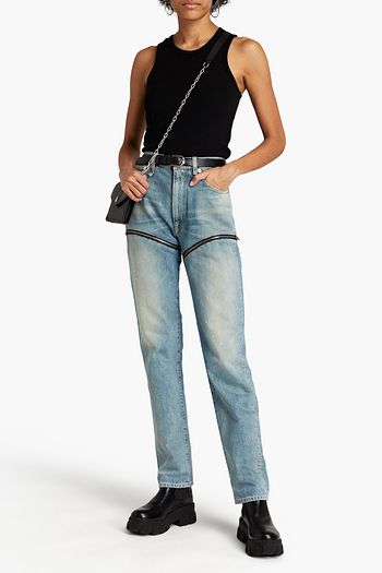 R13 Zip Off Axl zip-detailed painted high-rise slim-leg jeans