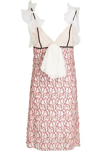GIAMBATTISTA VALLI Bow-embellished embroidered tulle and corded lace midi dress