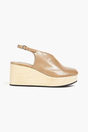 JIL SANDER Slingback-Pumps aus Leder mit Keilabsatz