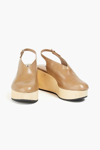 JIL SANDER Slingback-Pumps aus Leder mit Keilabsatz