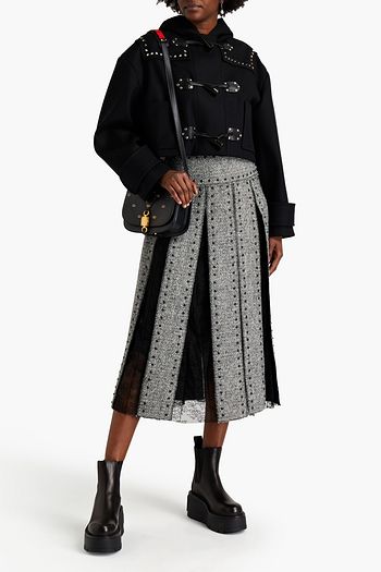VALENTINO Cropped Kapuzenjacke aus Wollfilz mit Nieten