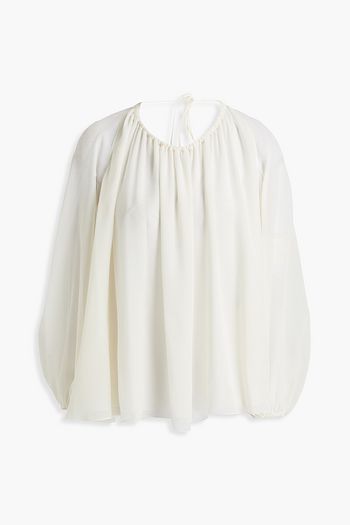 EMILIO PUCCI Gathered silk-chiffon blouse