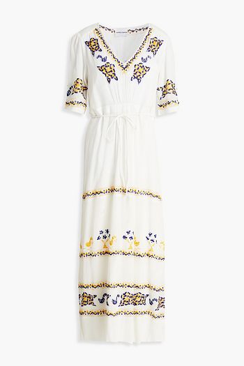 ANTIK BATIK Miguel belted embroidered crinkled cotton-gauze midi dress