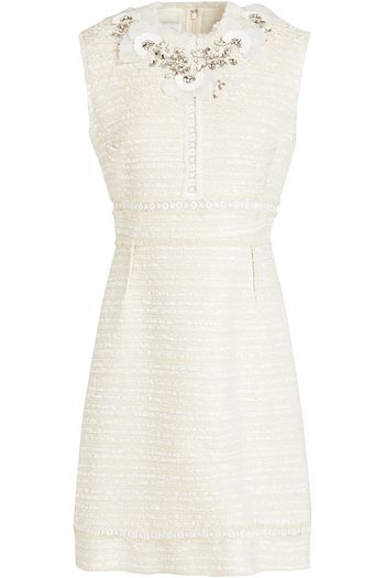GIAMBATTISTA VALLI Embellished lace-trimmed tweed dress