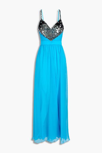 EMILIO PUCCI Embellished silk-blend chiffon gown