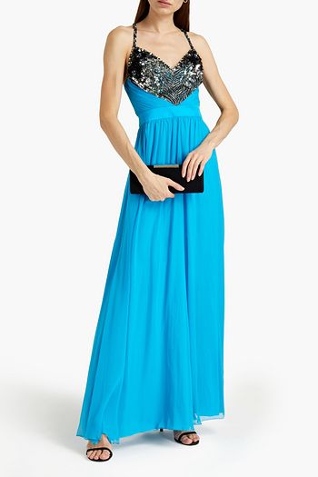 EMILIO PUCCI Embellished silk-blend chiffon gown