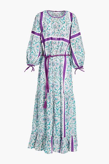 ANTIK BATIK Marius belted gathered floral-print cotton midi dress