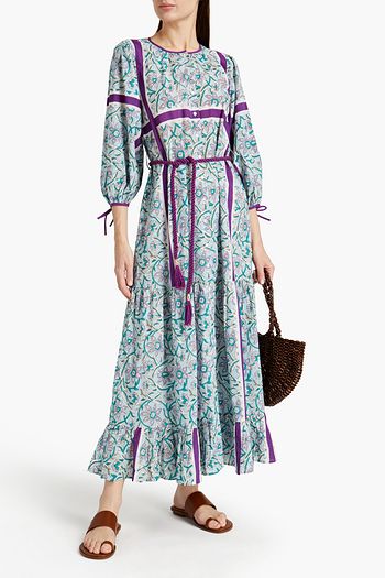 ANTIK BATIK Marius belted gathered floral-print cotton midi dress