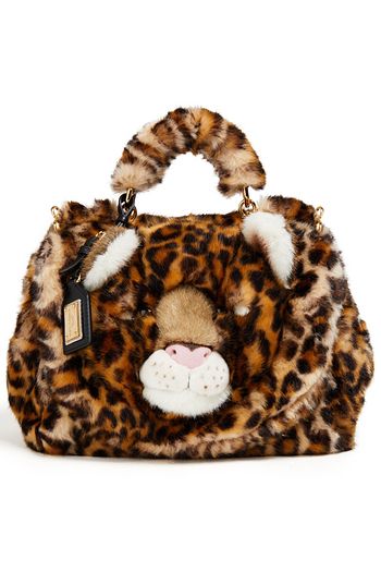 DOLCE & GABBANA Leopard-print faux fur shoulder bag
