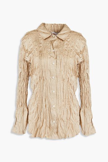 FRAME Boyfriend crinkled-silk shirt