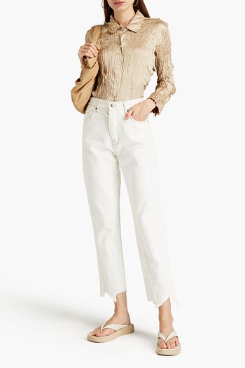 FRAME Boyfriend crinkled-silk shirt