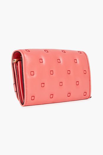 MOSCHINO Logo-appliquéd quilted leather wallet