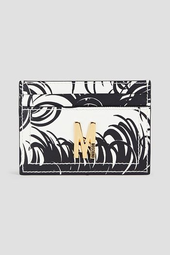 MOSCHINO Logo-appliquéd printed leather cardholder