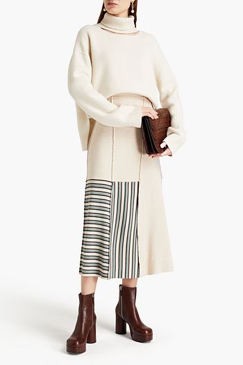 JIL SANDER Melierter Midirock aus Strick mit Streifen