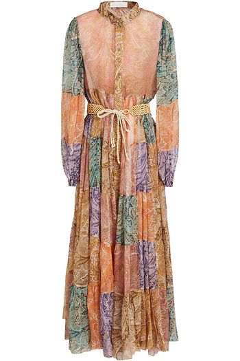 ZIMMERMANN Midikleid aus Seidenchiffon mit Print und Raffung