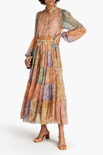 ZIMMERMANN Midikleid aus Seidenchiffon mit Print und Raffung