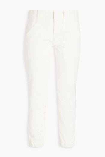FRAME Banded Bottom Trapunto cropped cotton-blend twill tapered pants