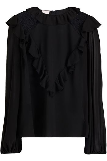 GIAMBA Bluse aus Chiffon mit Makrameebesatz