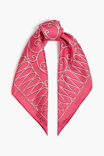 VALENTINO Printed silk-twill scarf