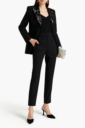 EMILIO PUCCI Satin-trimmed wool-blend crepe tapered pants
