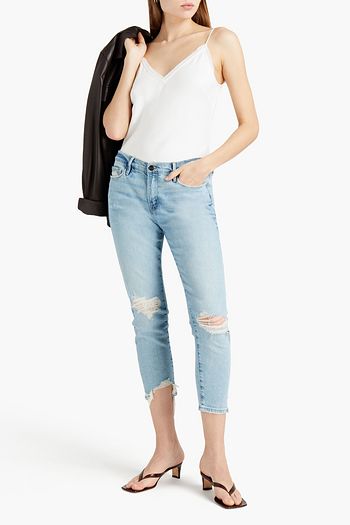 FRAME Frayed satin-crepe camisole