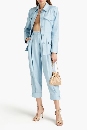 EMILIO PUCCI Pleated linen-twill tapered pants