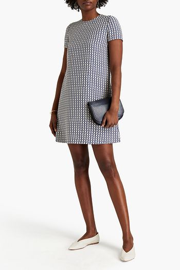 VALENTINO Printed wool and silk-blend crepe mini dress