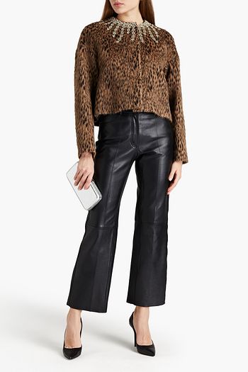 GIAMBATTISTA VALLI Crystal-embellished leopard-print brushed wool and llama-blend jacket