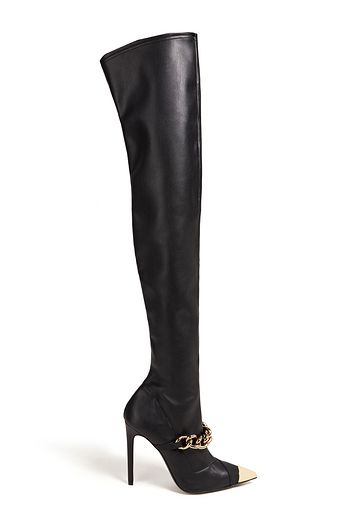 JUST CAVALLI Embellished stretch-leather over-the-knee boots
