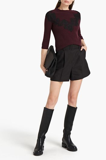 VALENTINO Pullover aus einer gerippten Woll-Kaschmirmischung mit Spitzenbesatz