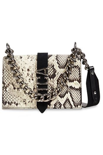 JUST CAVALLI Embellished snake-effect leather shoulder bag
