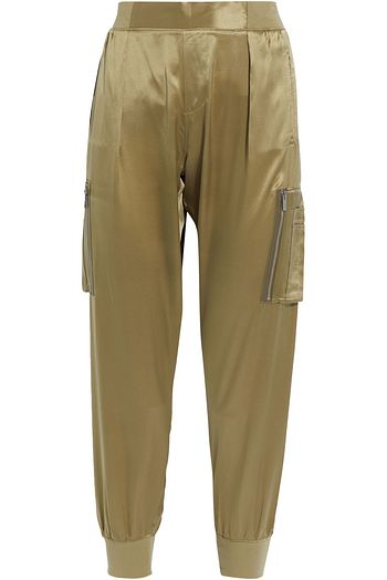 ATM ANTHONY THOMAS MELILLO Cropped silk-satin high-rise track pants