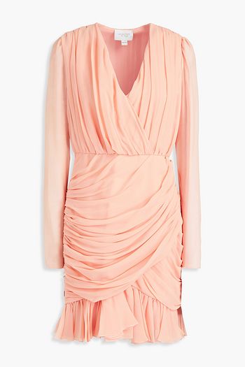 GIAMBATTISTA VALLI Wrap-effect pleated silk-chiffon mini dress
