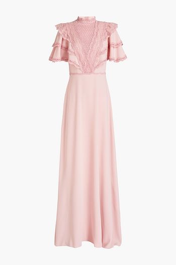 GIAMBA Guipure lace-paneled crepe maxi dress