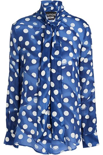 BOUTIQUE MOSCHINO Pussy-bow polka-dot crepe de chine blouse