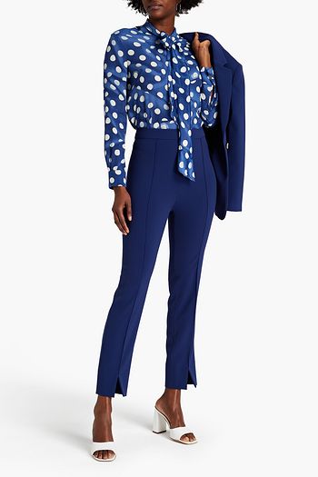 BOUTIQUE MOSCHINO Pussy-bow polka-dot crepe de chine blouse