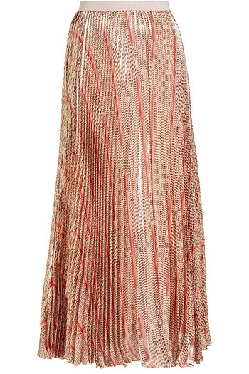 GIAMBATTISTA VALLI Plissierter Maxirock aus Chiffon aus einer Seidenmischung mit Print und Metallic-Effekt
