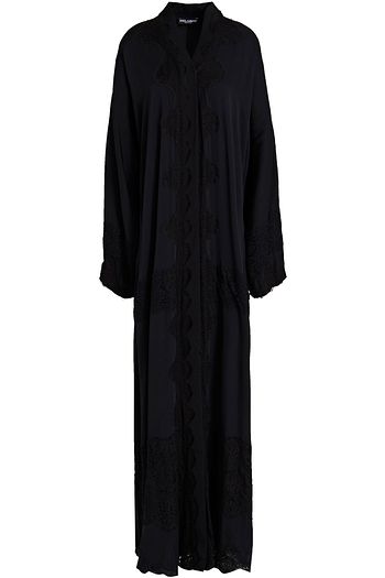 DOLCE & GABBANA Lace-paneled silk-blend crepe de chine maxi dress